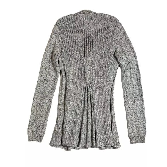 Rosie Neira Isabella Cardigan Size XS Gray Ribbed Peplum Sweater Flared Knit - Picture 2 of 6